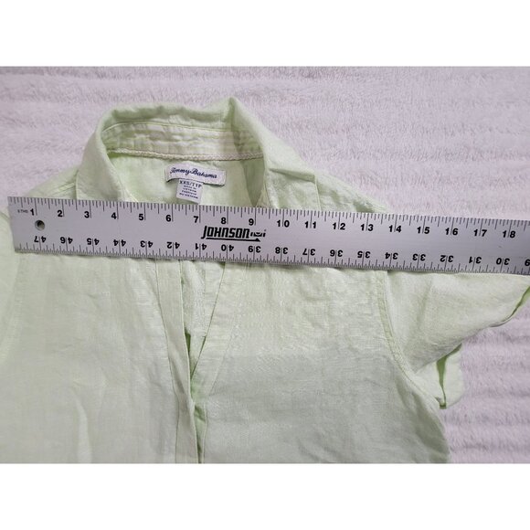 Tommy Bahama Womens Light Green Short Sleeve Linen Button-Up Shirt XXS Casual - Picture 5 of 7